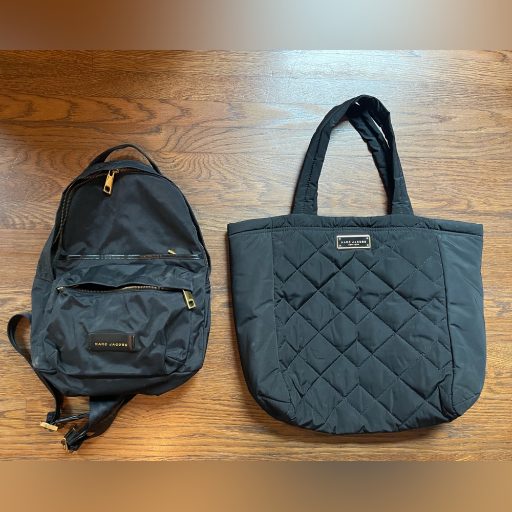 Marc Jacobs black backpack and quilted tote